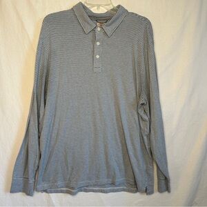 Faherty Brand Movement Striped Long-Sleeve Polo Shirt Men’s XL Blue White soft